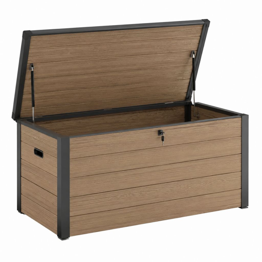 Garten Aufbewahrungsbox 450 L braun aus WPC und Aluminium 120 x 60 x 63 cm