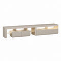 TV Lowboard Beige MDF Rechteckig 220 x 40 x 50 cm mit 3 Schubladen und offenen Fächern