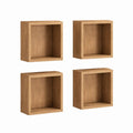 4er Set Wandregale aus massivem Eichenholz natur rechteckig 30 x 15 x 30 cm