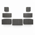 7-teiliges TV Möbel Set Anthrazit MDF in Betonoptik mit 2 Türen 40 x 40 x 30 cm und 80 x 30 x 30 cm und 80 x 40 x 30 cm
