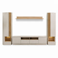 TV-Wandmöbel Set in Betonoptik und Eiche-Dekor aus MDF 320 x 200 x 40 cm