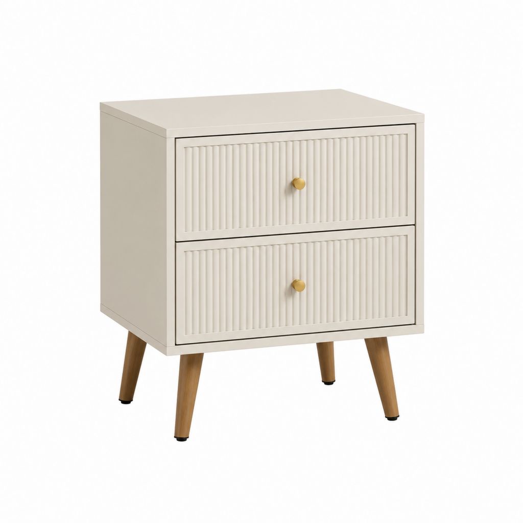 Nachttisch mit 2 Schubladen Cremeweiß MDF 45 x 35 x 60 cm