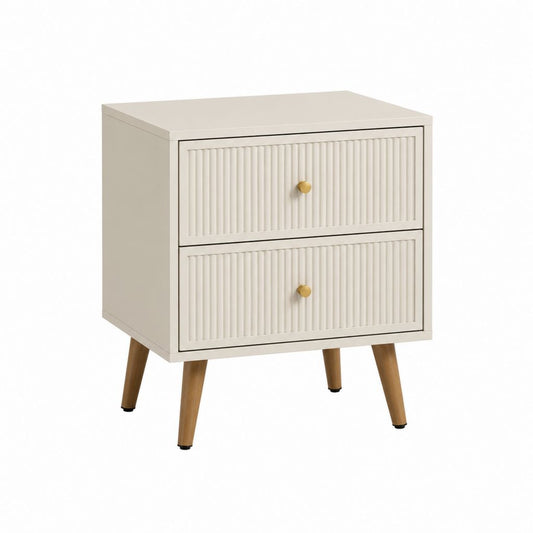 Nachttisch mit 2 Schubladen Cremeweiß MDF 45 x 35 x 60 cm