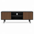 TV-Lowboard Schwarz Walnuss MDF rechteckig mit 2 Schiebetüren 160 x 40 x 60 cm
