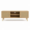 TV-Lowboard Natur Eichenfurnier Rattan rechteckig 160 x 40 x 60 cm