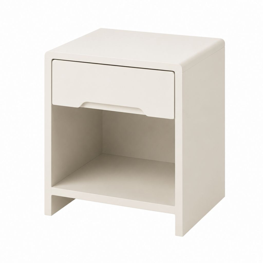 Nachttisch Cremeweiß aus MDF rechteckig mit Schublade und offenem Fach 40 x 35 x 55 cm
