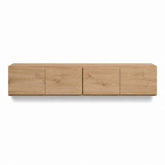 TV Lowboard Natur Eiche massiv rechteckig mit 4 Türen 200 x 40 x 40 cm