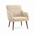 Polstersessel Beige mit Polyester-Bouclébezug und Massivholzbeinen 68 x 76 x 95 cm