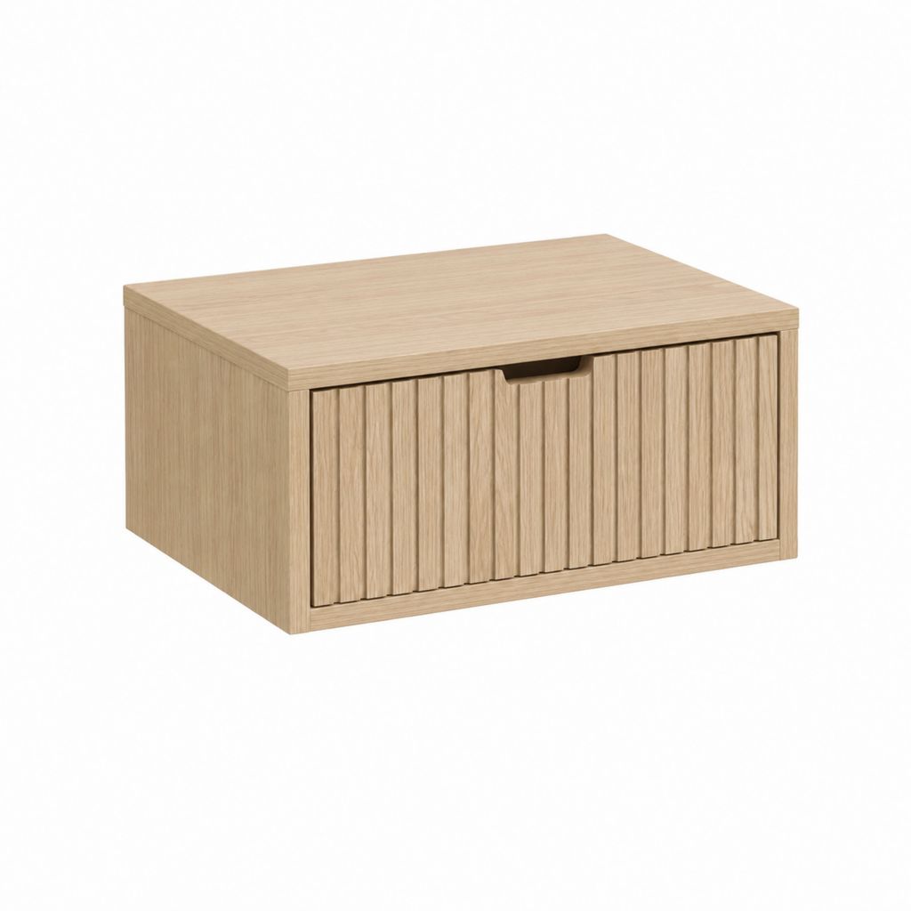 Hängender Nachttisch mit Schublade Eiche hell Spanplatte rechteckig 50 x 35 x 30 cm