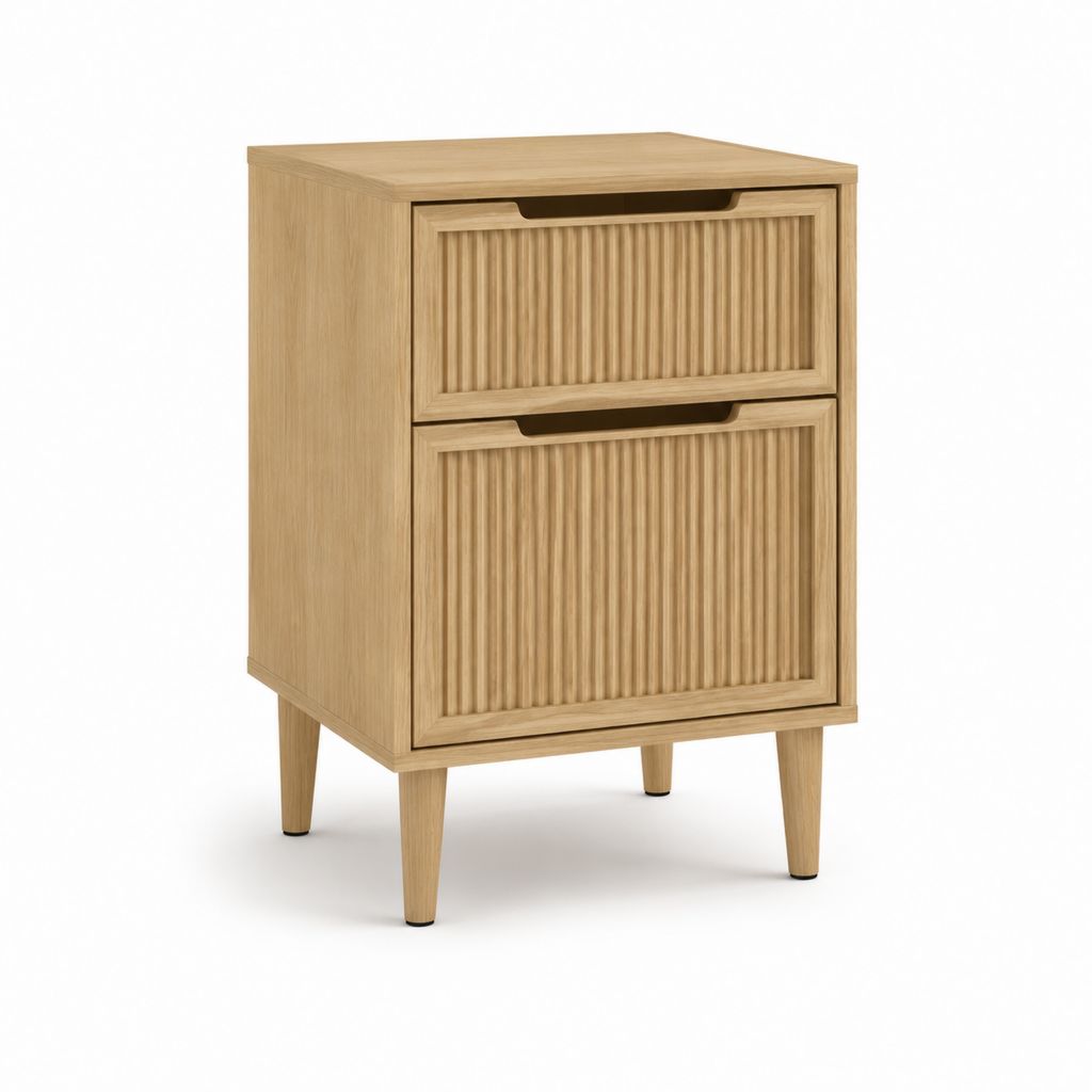 Nachttisch Eiche massiv rechteckig mit 2 Schubladen 45 x 35 x 65 cm Natur