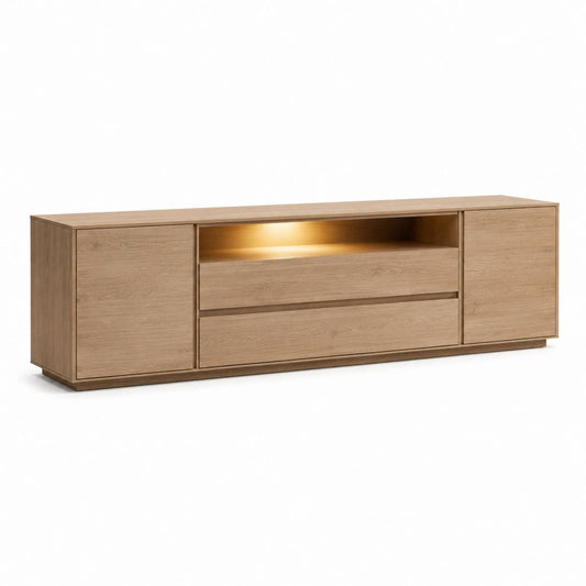 TV Lowboard Eiche Holzwerkstoff rechteckig mit LED-Beleuchtung 180 x 40 x 60 cm