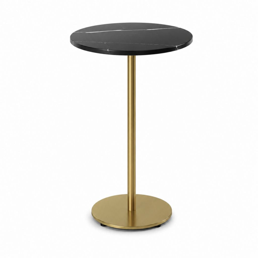 Beistelltisch rund Schwarz Sinterstein Gold Stahl Ø 60 cm Höhe 65 cm