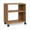 Rollbarer Beistelltisch Eichefarben aus Spanplatte rechteckig 40 x 35 x 60 cm mit 2 Ablagen