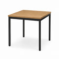 Gartentisch quadratisch Natur Schwarz mit Holzwerkstoffplatte und Stahlgestell 80 x 80 x 75 cm