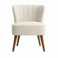 Polstersessel Creme Bouclé-Polyester Rund mit Massivholzbeinen 64 x 62 x 82 cm