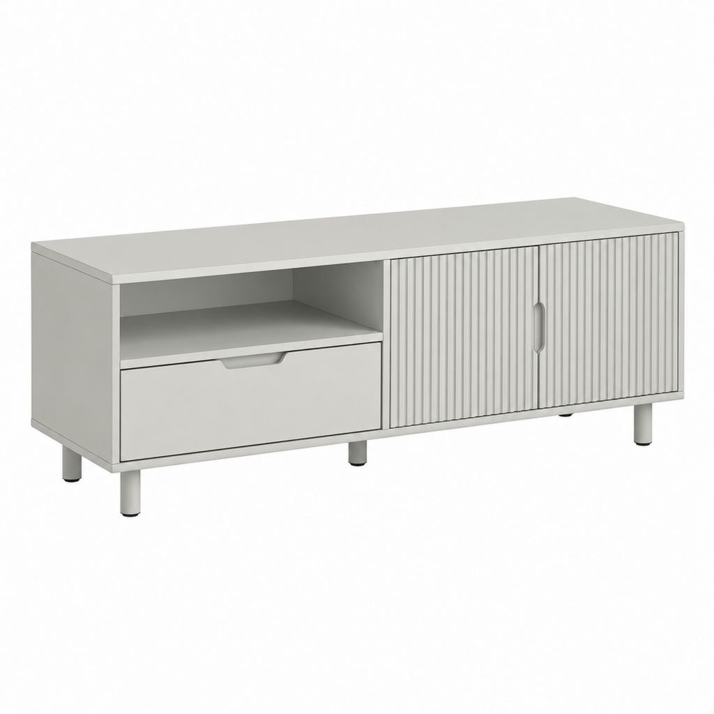 TV-Lowboard Grau MDF rechteckig mit Schublade und Schiebetüren 120 x 40 x 60 cm